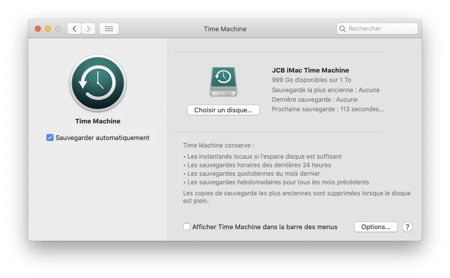 formatage disque time machine macos big sur