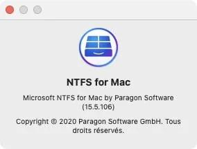 Paragon ntfs compatible macos Big Sur version 15.5.106