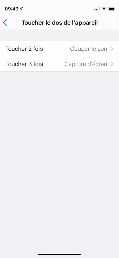 Tapoter son iPhone pour lancer une action sous iOS 14 (volume, capture d’écran, Shazam…) 6 action double toucher iPhone iOS 14