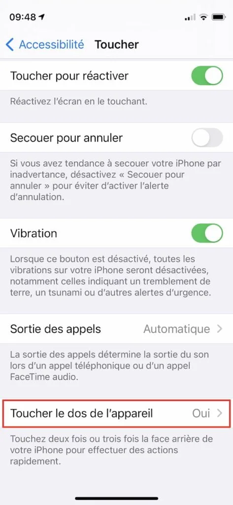 Tapoter son iPhone pour lancer une action sous iOS 14 (volume, capture d’écran, Shazam…) 3 ios 14 toucher le dos de l'appareil