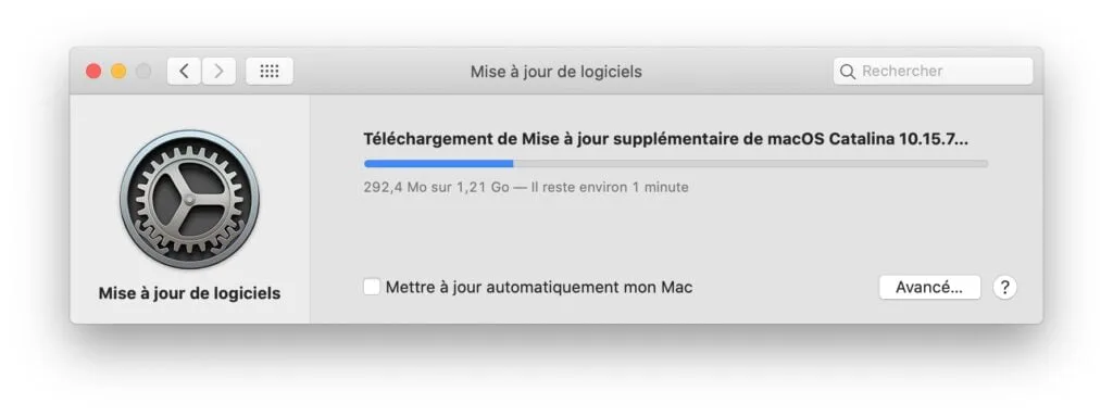 mise a jour de logiciels macos catalina 10.15.7 supplementaire