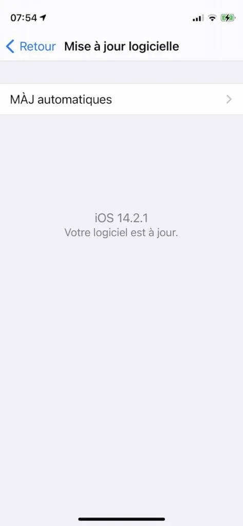 mise a jour iOS 14.2.1 iphone 12 mini