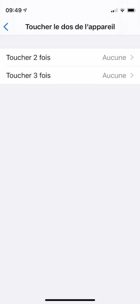 Tapoter son iPhone pour lancer une action sous iOS 14 (volume, capture d’écran, Shazam…) 4 toucher 2 fois le dos iPhone