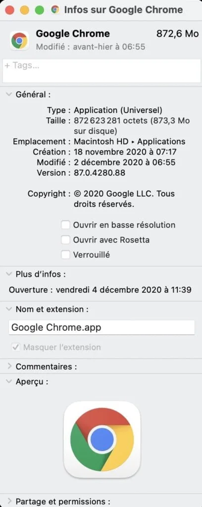 Google Chrome app Universel