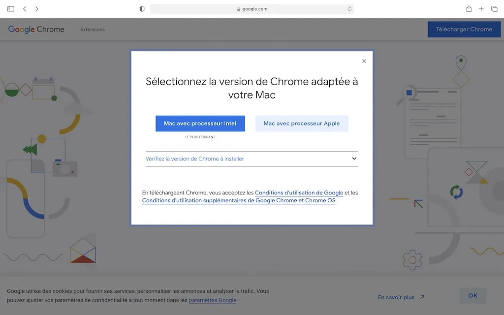 Identifier les apps de son Apple Mac Silicon M1 Google Chrome Intel 64 Google Universel