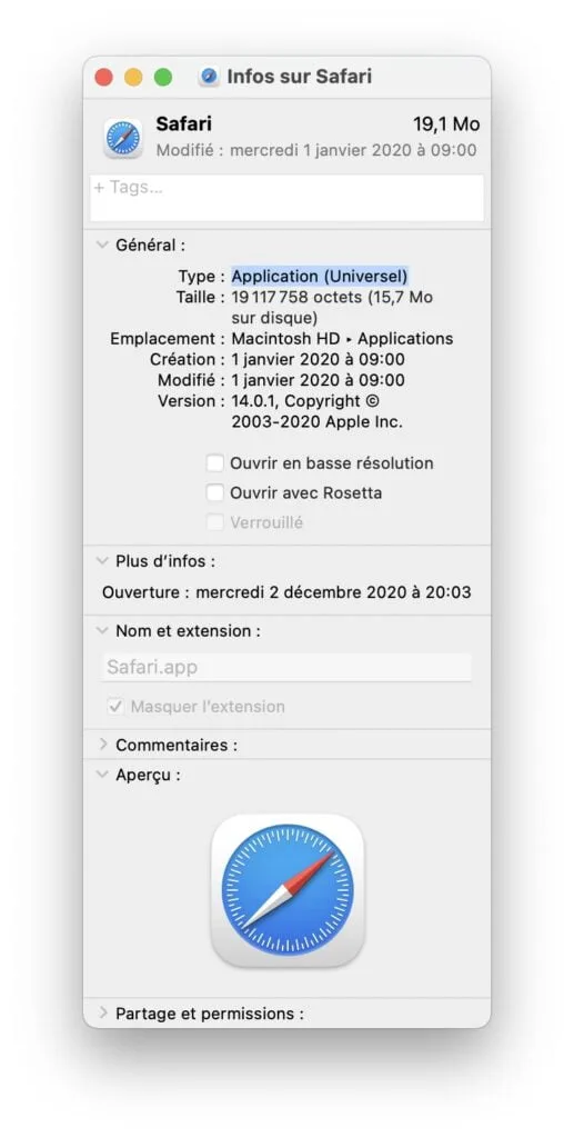 Installer Rosetta 2 sur un Mac Apple Silicon application universel