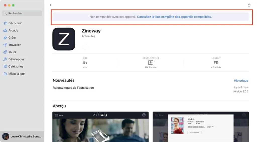 app iphone non compatible avec cet appareil