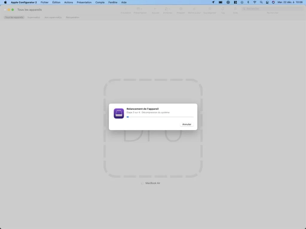 apple configurator 2 decompression du systeme