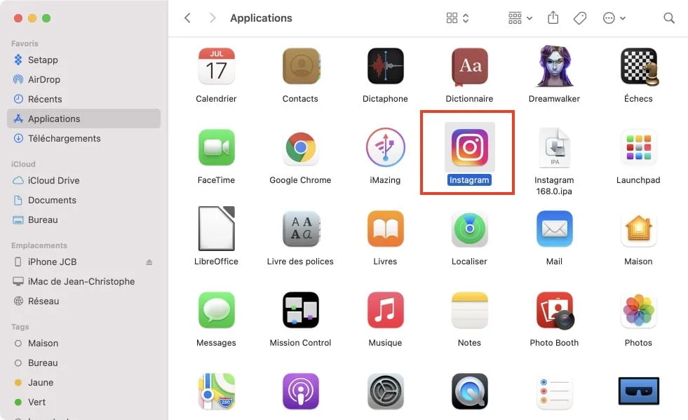 comment installer Instagram sur Mac