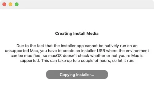 creation cle usb bootable macos big sur pour mac non supportes