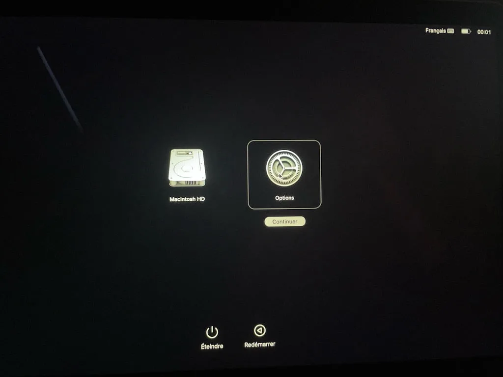 demarrage mode recovery apple mac silicon