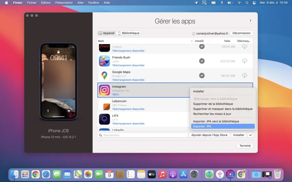 exporter IPA iPhone pour Mac silicon M1