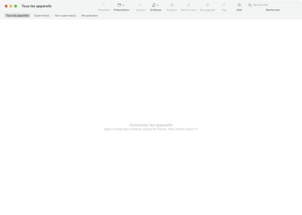 relancer ou restaurer un mac avec puce apple silicon M1 et Apple Configurator 2