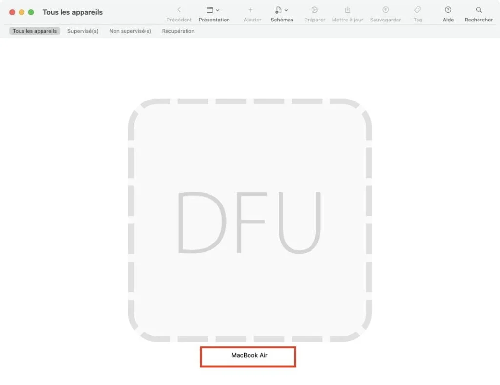 restaurer apple silicon dfu mode