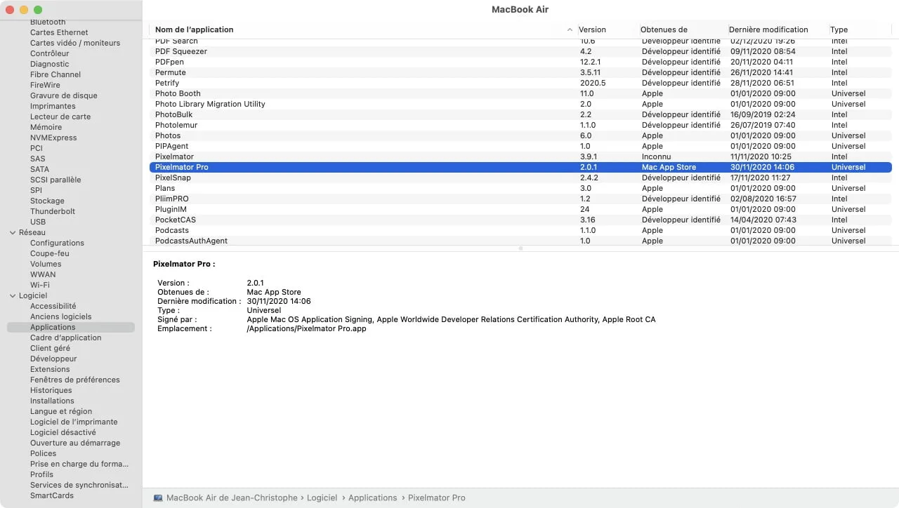 voir app universel et intel 64 dans informations systeme