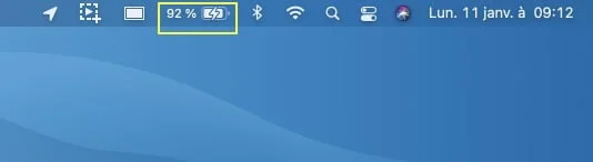 afficher le pourcentage de batterie dans la barre des menus de big sur