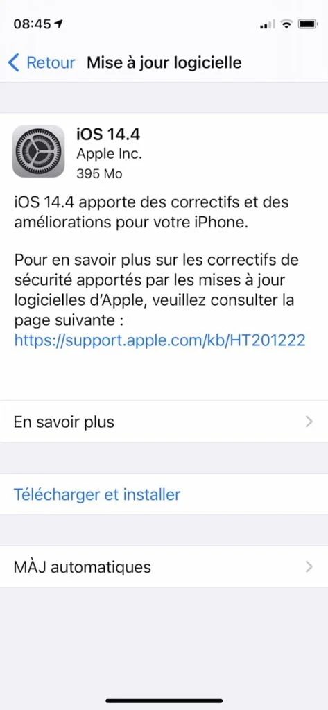 iOS 14.4 pour iPhone