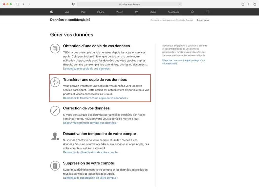 Transferer vos photos iCloud vers un autre service cloud