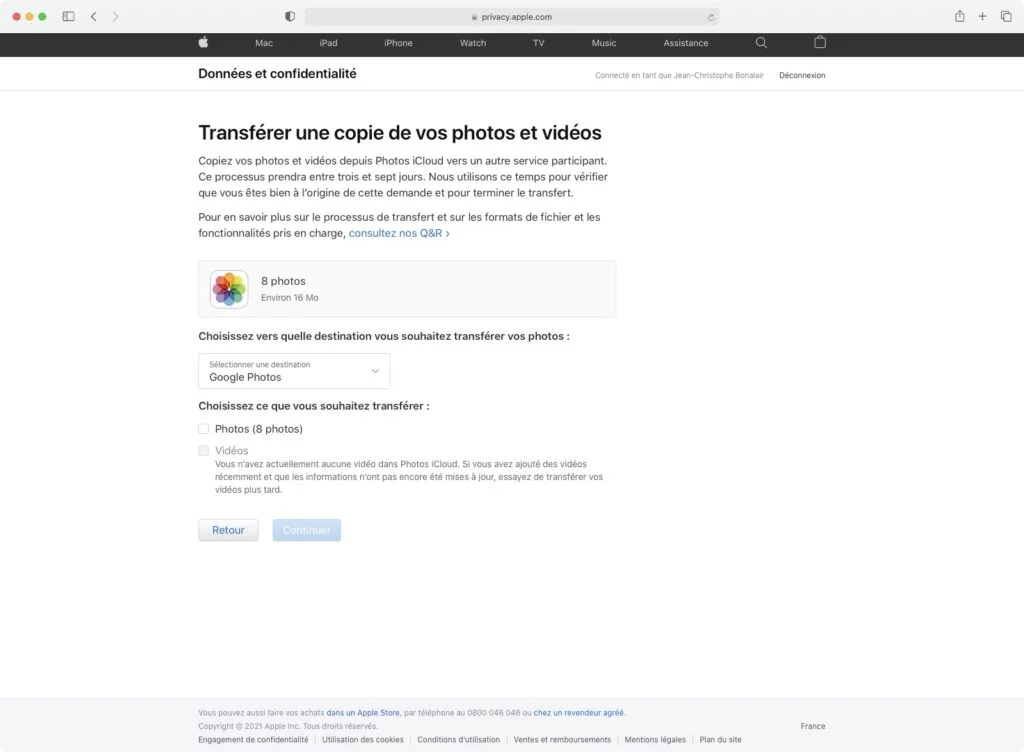 copier photo et videos iCloud sur autre emplacement