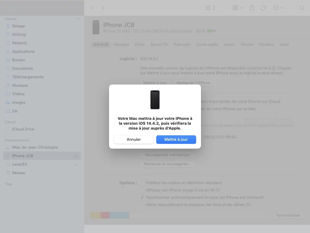 iOS 14.4.2 pour iPhone et iPadOS 14.4.2 pour iPad disponibles (liens IPSW) 3 mettre a jour son iphone sur macos big sur ios 14.4.2
