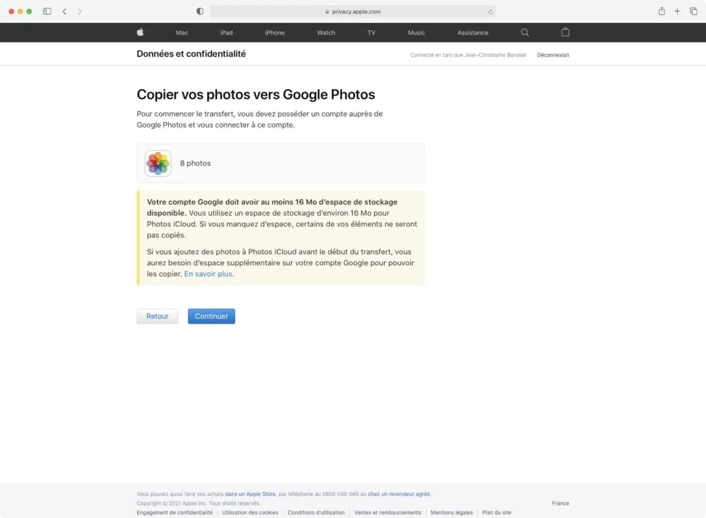 transfert photos icloud vers Google Photos tutoriel