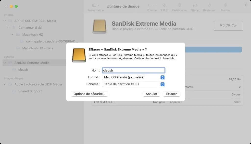 formater cle usb pour installation multi macos
