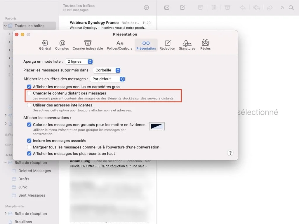 Bloquer les trackers dans Apple Mail Mac