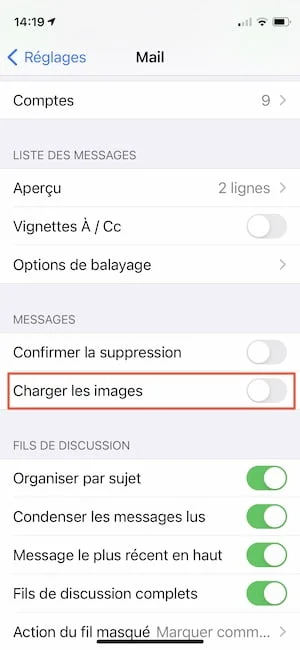 Bloquer les trackers dans Mail sur iPhone