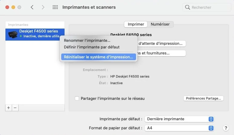 Mettre a jour le pilote de son imprimante sur Mac reinitialiser le systeme d impression mac