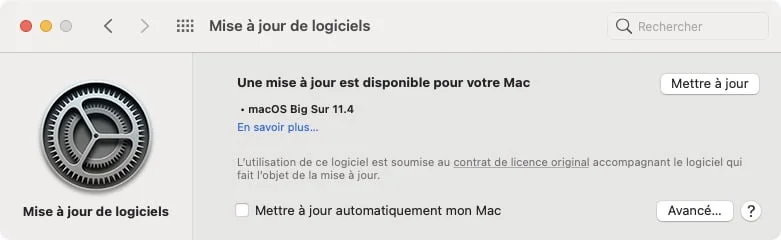 macOS Big Sur 11.4 mise a jour Mac