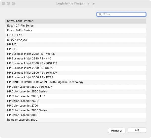 mise a jour driver imprimante Mac