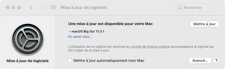 mise a jour macOS Big Sur 11.3.1