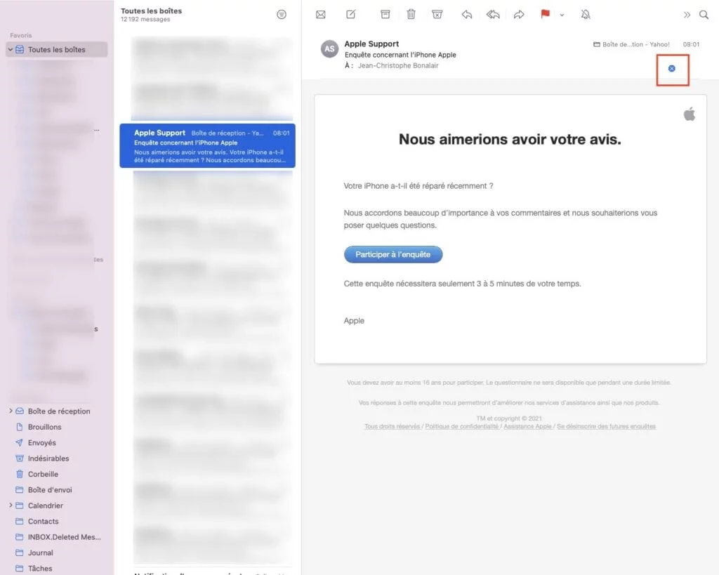 stopper les pixels espions dans Mail