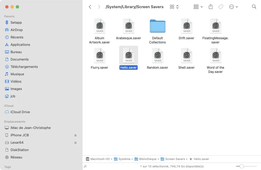 utiliser hello.saver sur mac