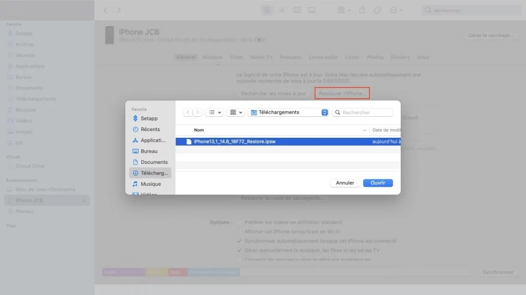 Downgrade iOS 15 vers version specifique iOS 14