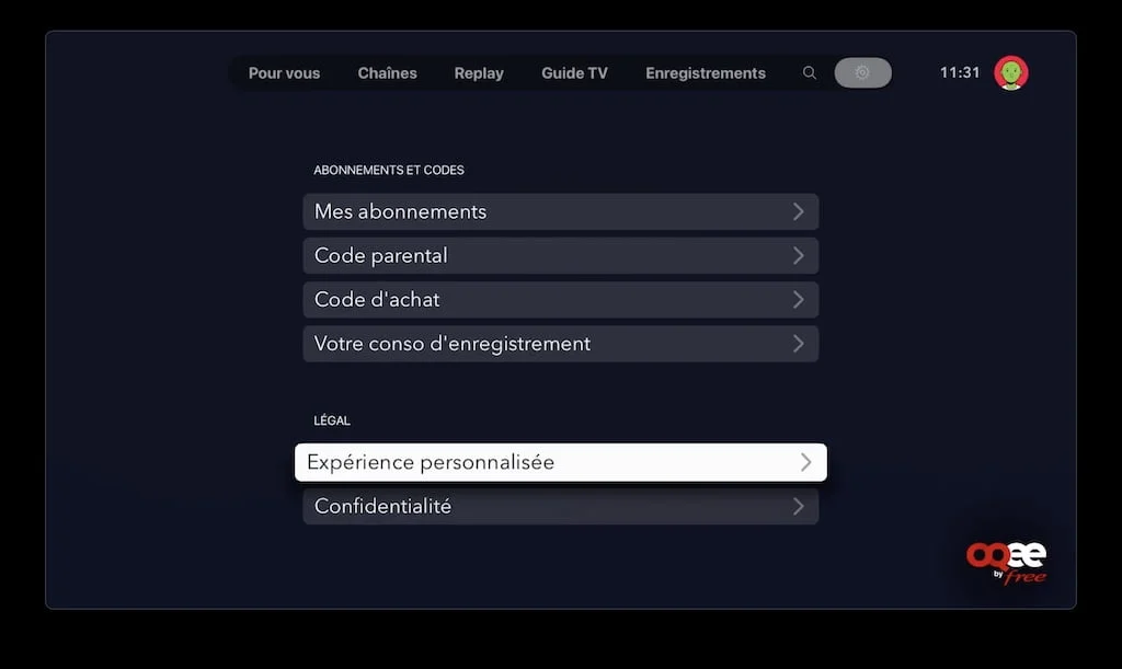 abonnements et code oqee