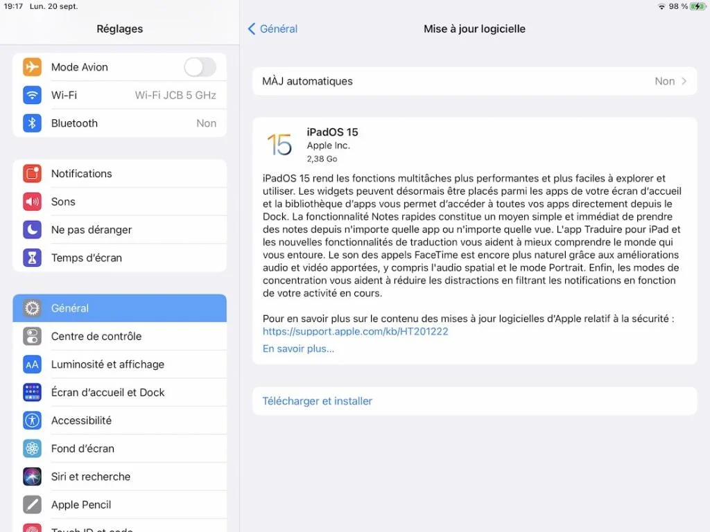 Télécharger iPadOS 15 pour iPad (Air, Pro, Mini) en version finale (liens IPSW) 2 Telecharger iPadOS 15 pour iPad en version finale