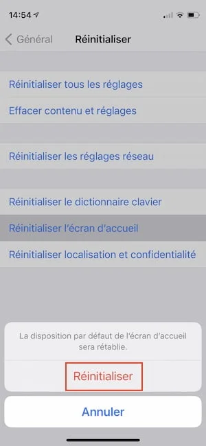 disposition par defaut ecran accueil iphone