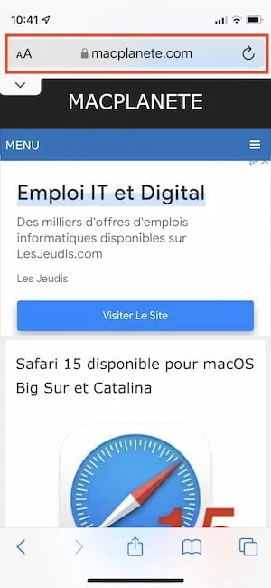 iphone safari mettre barre de recherche en haut comme avant