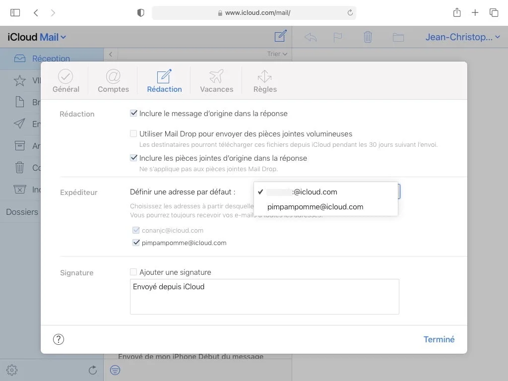 utiliser alias email au lieu de sa vraie adresse icloud