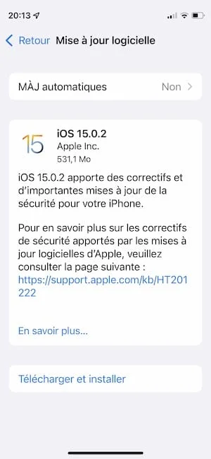 Telecharger iOS 15.0.2 pour iPhone
