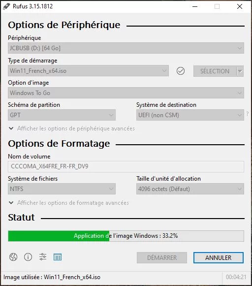 copier windows 11 sur disque externe