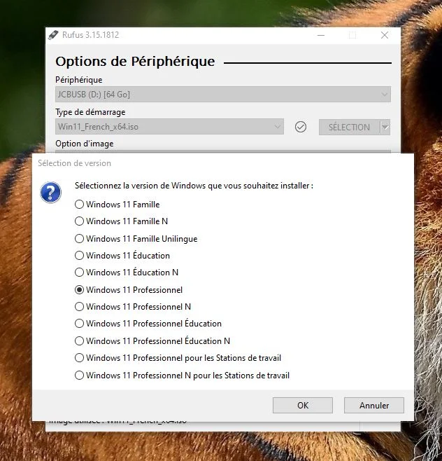 installation windows 11 sur mac disque externe Rufus