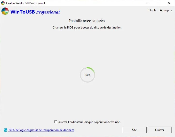 wintousb installer windows 11 sur un disque usb