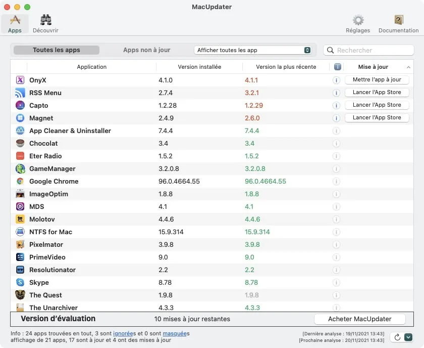 etre alerte quand une app mac est mise a jour avec macupdater