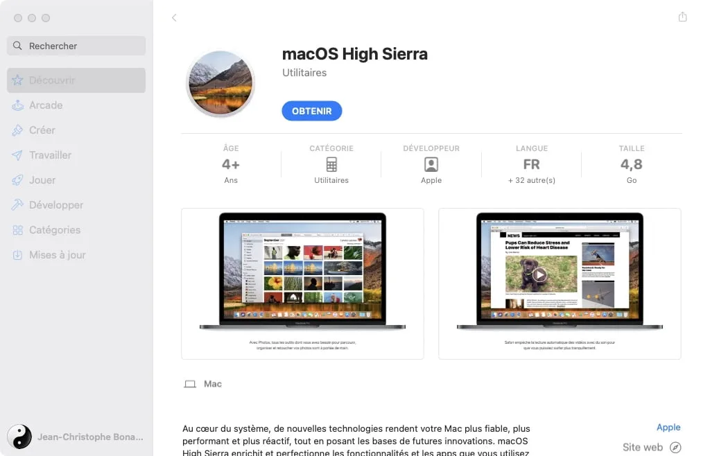 obtenir ancienne version mac os x yosemite