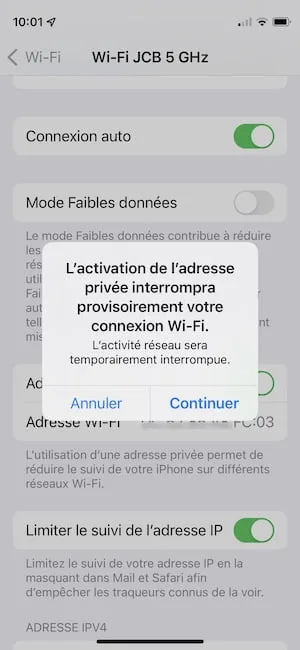 activation adresse wifi privee iphone comment faire
