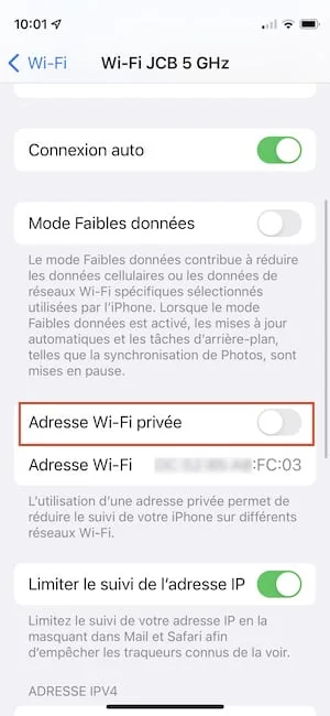 adresse wifi privee iphone c est quoi