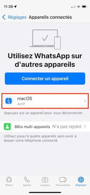 connecter whatsapp sur un appareil