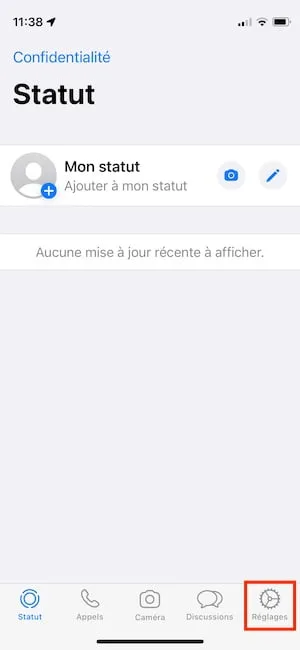 whatsapp iphone reglage